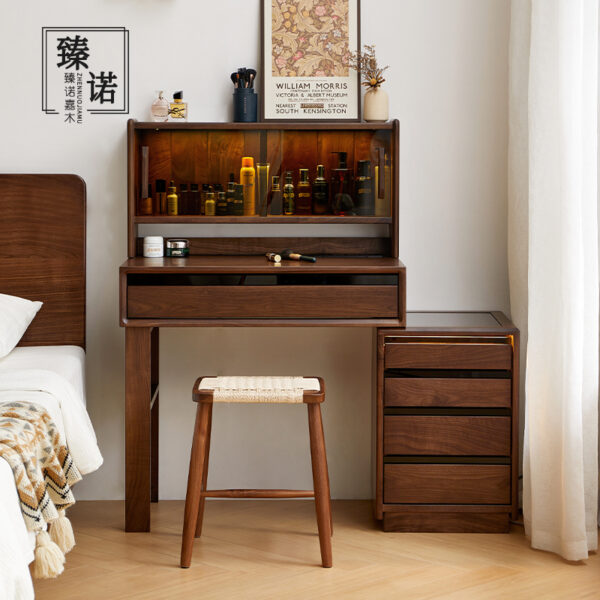North America imported black walnut full solid wood dressing table chest of cabinets integrated makeup table multi-function storage cabinet