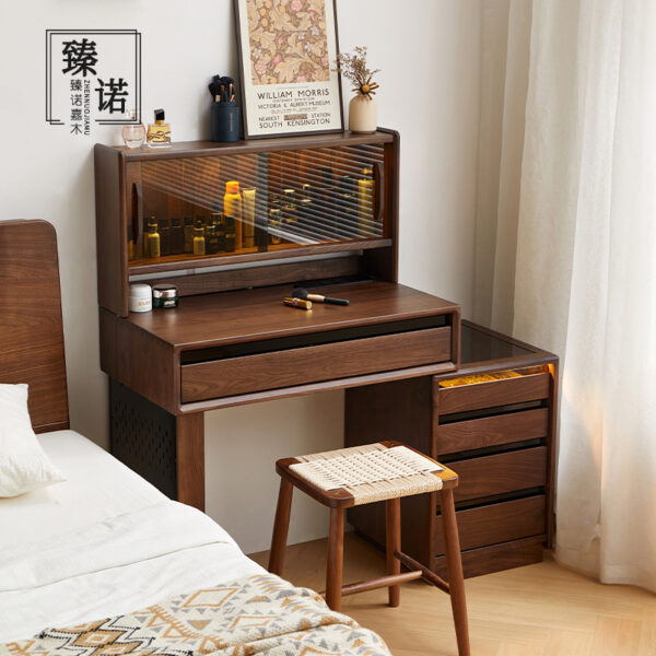 North America imported black walnut full solid wood dressing table chest of cabinets integrated makeup table multi-function storage cabinet