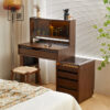 North America imported black walnut full solid wood dressing table chest of cabinets integrated makeup table multi-function storage cabinet