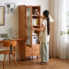Solid wood bookcase cherry wood floor-standing bookcase wine cabinet Nordic glass door living room Japanese display cabinet TV side cabinet