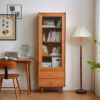 Solid wood bookcase cherry wood floor-standing bookcase wine cabinet Nordic glass door living room Japanese display cabinet TV side cabinet