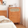 Full solid wood cherry wood four chests of cabinet Nordic modern simple Japanese log small apartment rattan living room storage