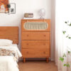 Full solid wood cherry wood four chests of cabinet Nordic modern simple Japanese log small apartment rattan living room storage