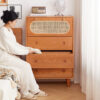Full solid wood cherry wood four chests of cabinet Nordic modern simple Japanese log small apartment rattan living room storage