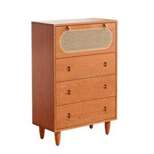 Full solid wood cherry wood four chests of cabinet Nordic modern simple Japanese log small apartment rattan living room storage