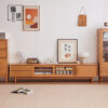 Cherry wood solid wood TV cabinet Nordic wood color small apartment Japanese oak modern simple storage living room floor cabinet
