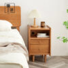 Cherry wood full solid wood bedside table Nordic modern simple bedroom storage small side cabinet Japanese log furniture