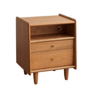 Cherry wood full solid wood bedside table Nordic modern simple bedroom storage small side cabinet Japanese log furniture