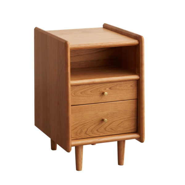 Cherry wood full solid wood bedside table Nordic modern simple bedroom storage small side cabinet Japanese log furniture