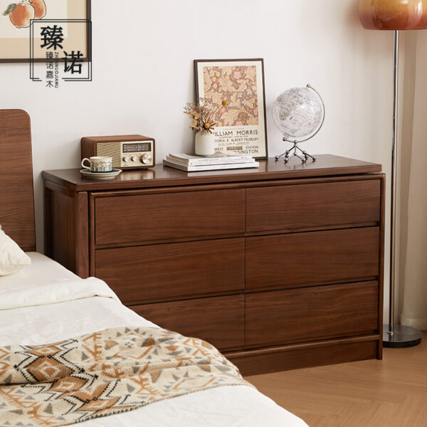 North America imported black walnut full solid wood dressing table small apartment retractable makeup table corner six chest of cabinets integrated