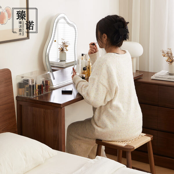 North America imported black walnut full solid wood dressing table small apartment retractable makeup table corner six chest of cabinets integrated