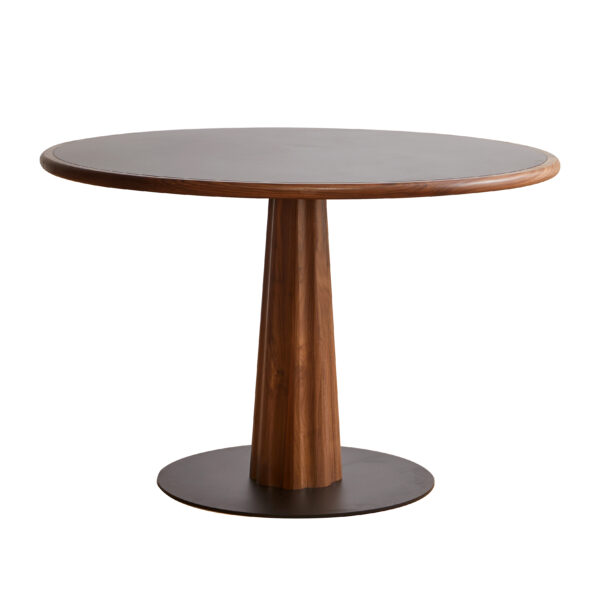 Walnut Dining Table-Round Dining Table-05 North American black walnut stone plate dining table full solid wood Nordic round household retro small apartment Japanese dining table