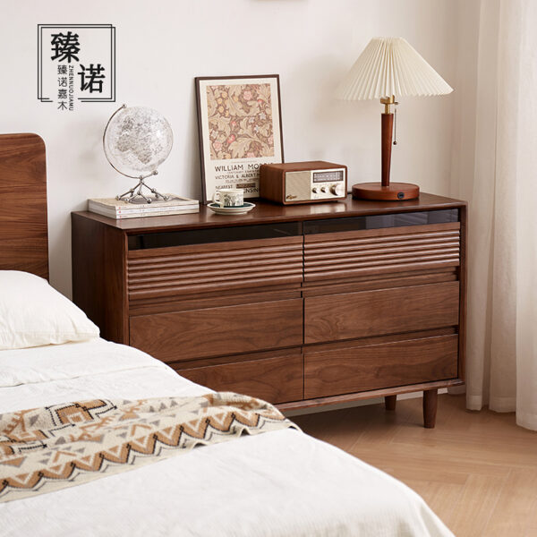 North American black walnut six chests of cabinets full solid wood retro small apartment living room storage bedroom bedside wardrobe