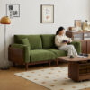 North American black walnut full solid wood sofa Nordic home living room three-person detachable and washable simple fabric sofa