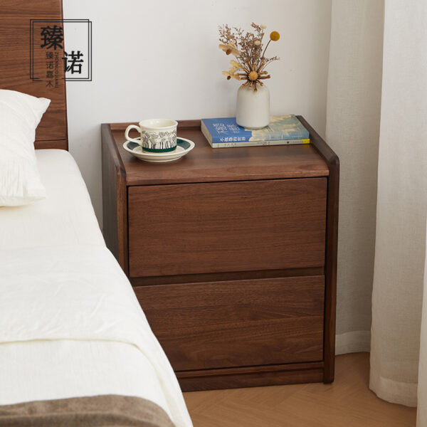 North America imported black walnut full solid wood bedside table log bedroom storage side cabinet Japanese retro
