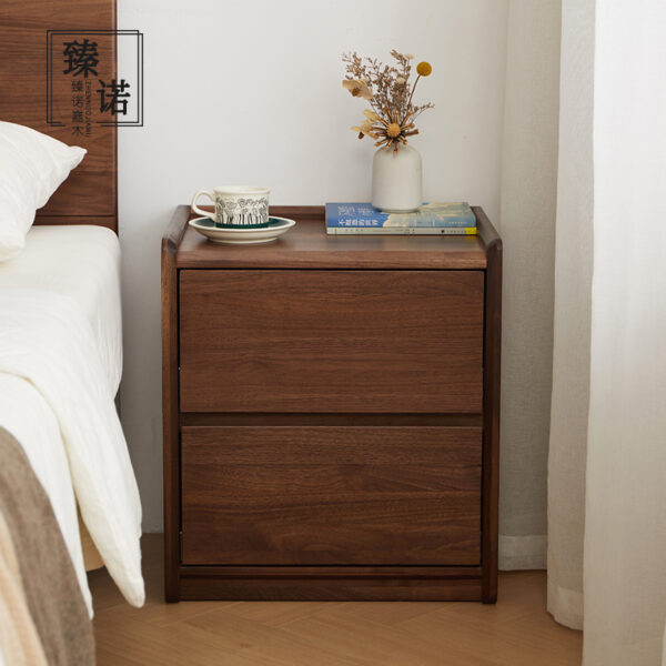 North America imported black walnut full solid wood bedside table log bedroom storage side cabinet Japanese retro