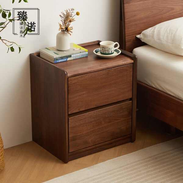 North America imported black walnut full solid wood bedside table log bedroom storage side cabinet Japanese retro