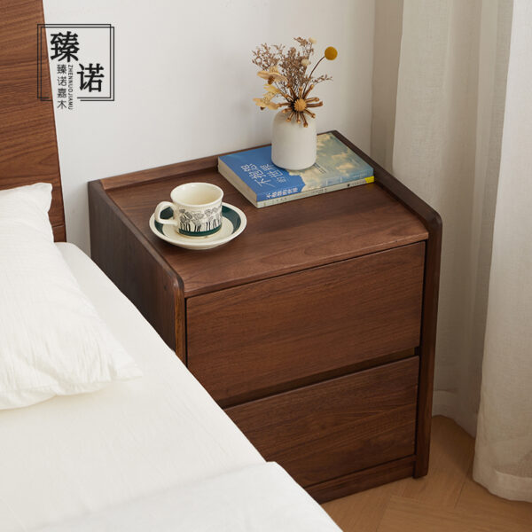 North America imported black walnut full solid wood bedside table log bedroom storage side cabinet Japanese retro