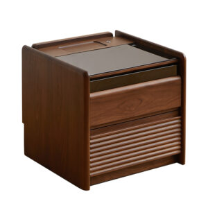 Imported black walnut full solid wood bedside table with wireless charging small apartment bedside cabinet drawer cabinet