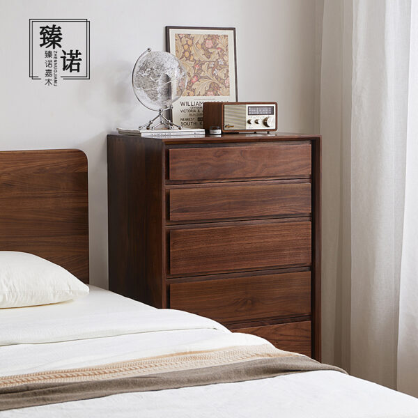 North American black walnut full solid wood chest of drawers Nordic living room bedroom simple storage cabinet entrance wardrobe