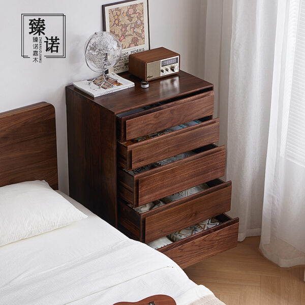 North American black walnut full solid wood chest of drawers Nordic living room bedroom simple storage cabinet entrance wardrobe