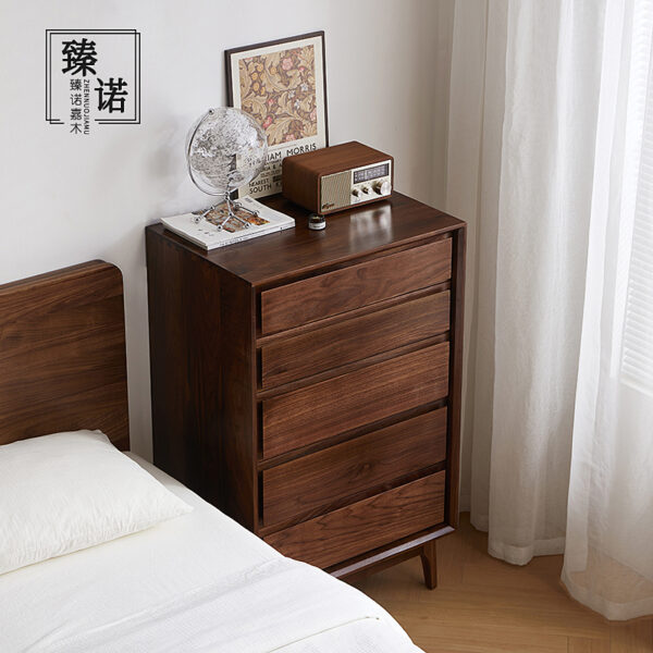North American black walnut full solid wood chest of drawers Nordic living room bedroom simple storage cabinet entrance wardrobe