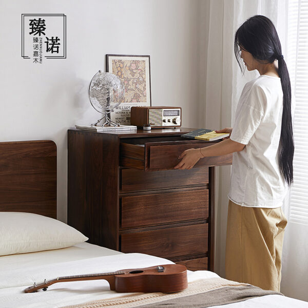 North American black walnut full solid wood chest of drawers Nordic living room bedroom simple storage cabinet entrance wardrobe