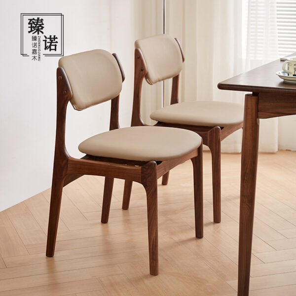 North American black walnut full solid wood dining table for household rectangular retro light luxury simple small apartment dining table and chair combination