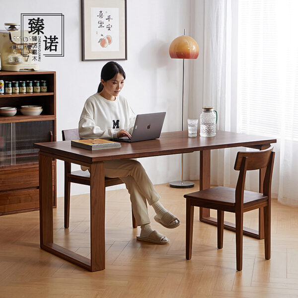 North American black walnut dining table and chair combination full solid wood Nordic rectangular retro simple small apartment dining table