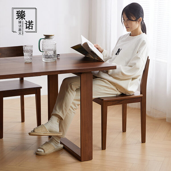 North American black walnut dining table and chair combination full solid wood Nordic rectangular retro simple small apartment dining table