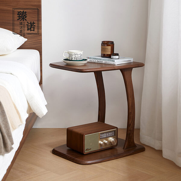 North American black walnut wood edge table Nordic simple small apartment sofa balcony movable coffee table full solid wood corner table