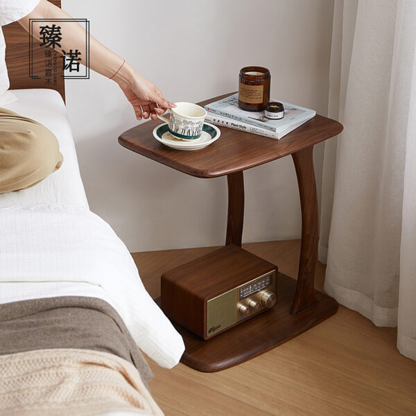 North American black walnut wood edge table Nordic simple small apartment sofa balcony movable coffee table full solid wood corner table