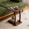 North American black walnut wood edge table Nordic simple small apartment sofa balcony movable coffee table full solid wood corner table