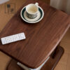 North American black walnut wood edge table Nordic simple small apartment sofa balcony movable coffee table full solid wood corner table
