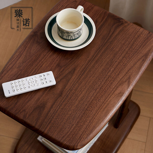 North American black walnut wood edge table Nordic simple small apartment sofa balcony movable coffee table full solid wood corner table
