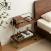 North America imported black walnut full solid wood sofa side table mobile wheeled cart living room balcony leisure tea table