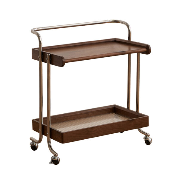 North America imported black walnut full solid wood sofa side table mobile wheeled cart living room balcony leisure tea table