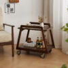 North America imported black walnut full solid wood movable trolley sofa side several living room bedroom bedside storage rack