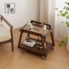 North America imported black walnut full solid wood movable trolley sofa side several living room bedroom bedside storage rack