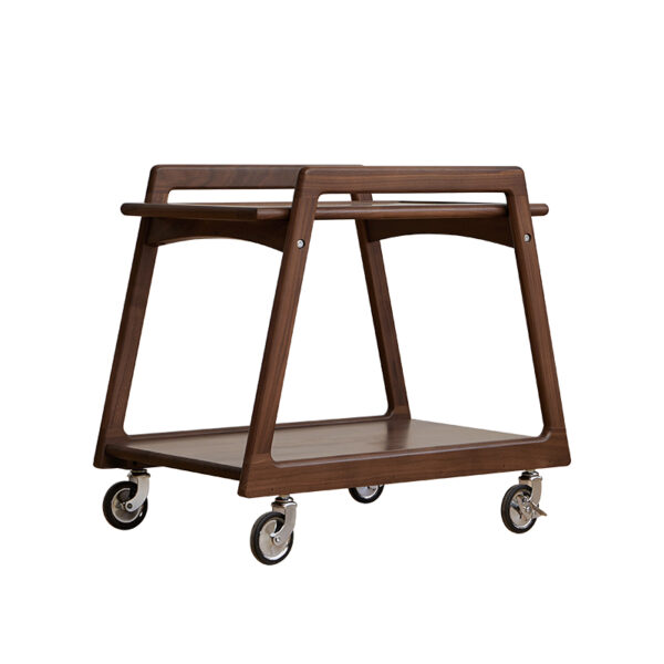North America imported black walnut full solid wood movable trolley sofa side several living room bedroom bedside storage rack
