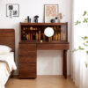 North American black walnut dressing table chest of cabinets integrated solid wood mirror Nordic retro bedroom storage makeup desk