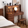 North American black walnut dressing table chest of cabinets integrated solid wood mirror Nordic retro bedroom storage makeup desk