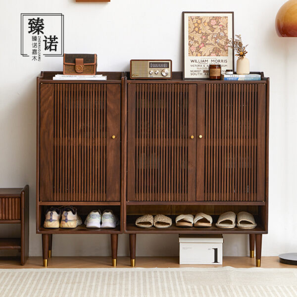 North America imported black walnut full solid wood shoe cabinet breathable small apartment metropolitan entrance foyer storage cabinet porch cabinet
