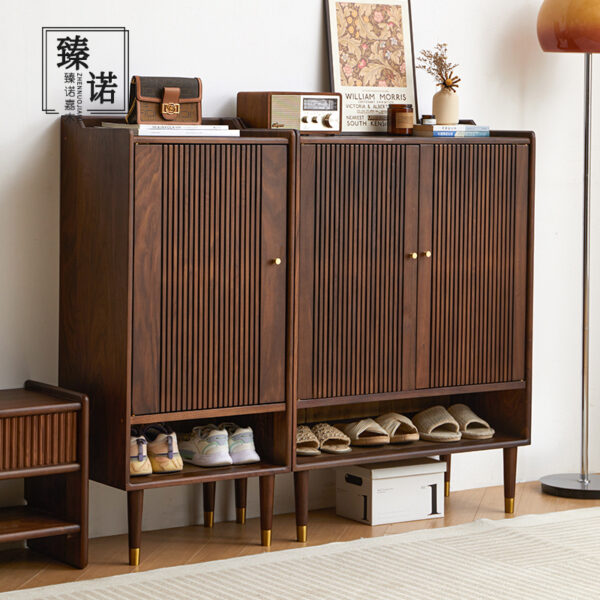 North America imported black walnut full solid wood shoe cabinet breathable small apartment metropolitan entrance foyer storage cabinet porch cabinet