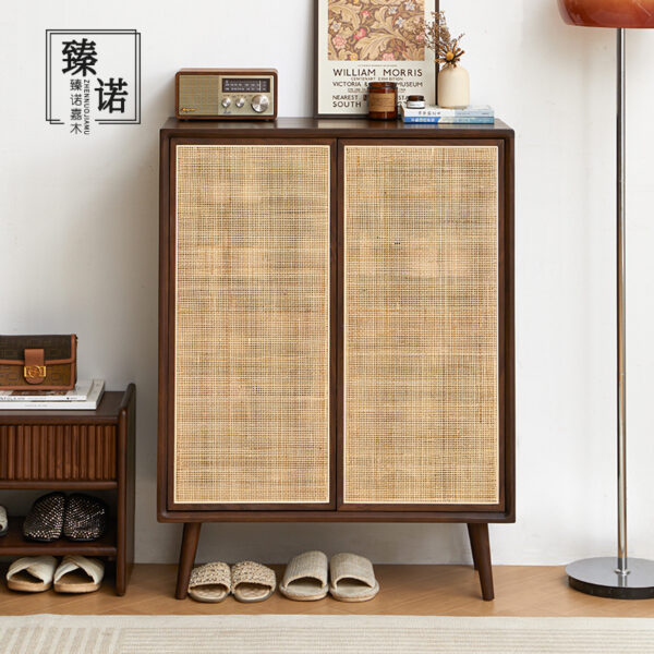 North America imported black walnut full solid wood shoe cabinet breathable small apartment metropolitan entrance foyer storage cabinet porch cabinet