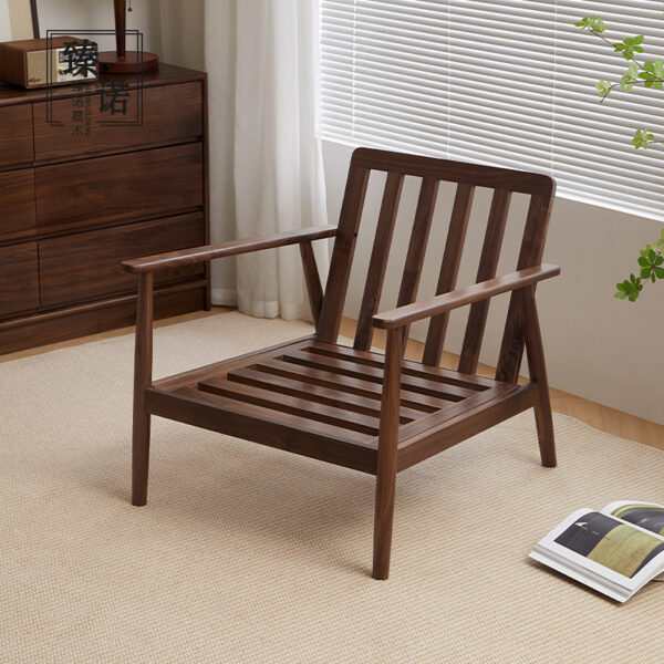 North America imported black walnut full solid wood sofa chair balcony single chair household living room chair casual lazy recliner