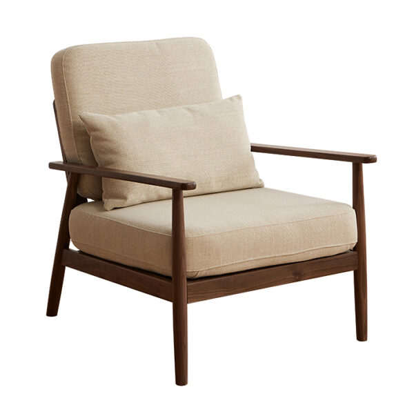 North America imported black walnut full solid wood sofa chair balcony single chair household living room chair casual lazy recliner