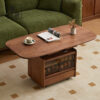 All solid wood imported from North America black walnut wood coffee table foldable lift mobile sofa edge table with storage cabinet