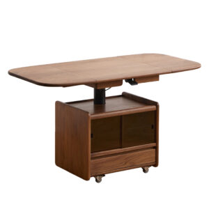 All solid wood imported from North America black walnut wood coffee table foldable lift mobile sofa edge table with storage cabinet