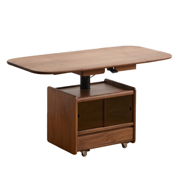 All solid wood imported from North America black walnut wood coffee table foldable lift mobile sofa edge table with storage cabinet